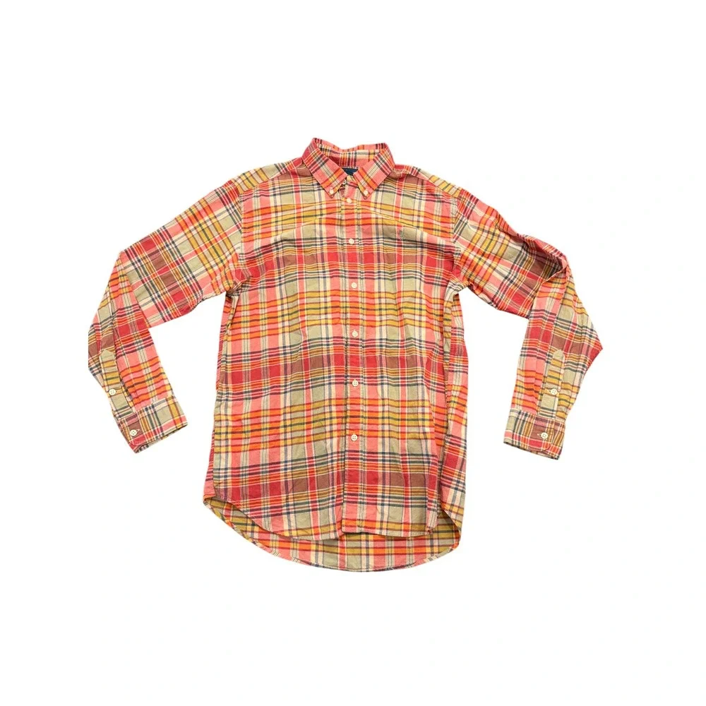 Ralph Lauren Plaid Button Down Shirt Kids XL 18-20 Multicolor Long Sleeve Pony
